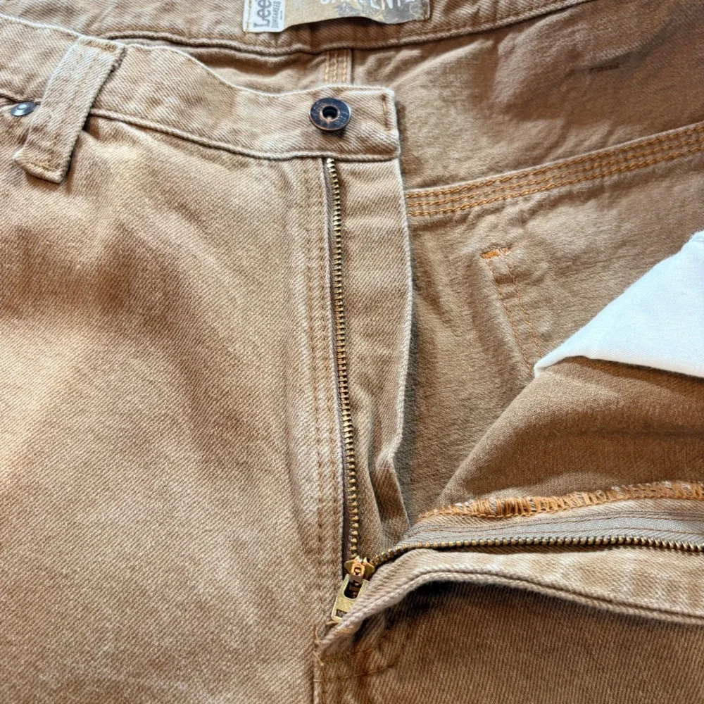 Lee Carpenter Pants Mens 38x32 Brown Duck Canvas Dungarees Work Utility Jeans